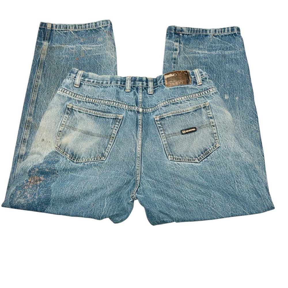 Vintage Reverb Wide Leg Baggy Jeans Mens 38x34‎ Paint Splatter Stains Distressed